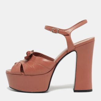 Saint Laurent Candy Size 37 Beige Leather Ankle Strap Sandals