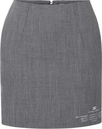 Elisabetta Franchi Wollen minirok met logoprint - Dames - Rokken - Grijs - Maat: S Wol