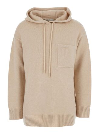 Max Mara Beige Solid Hood Sweatshirt