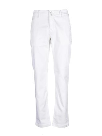 Jacob Cohen Bobby Slim Fit Trousers in Smooth White Stretch Denim