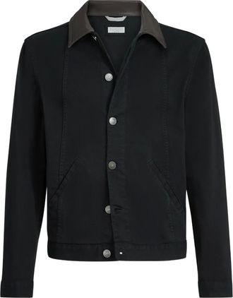 Brunello Cucinelli Katoenen jack met geverfd effect - Zwart