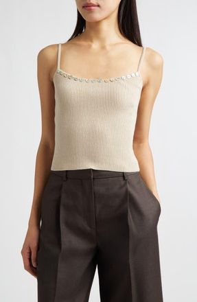 Staud Soleil Wool & Cotton Rib Sweater Tank in Fawn at Nordstrom, Size X-Small