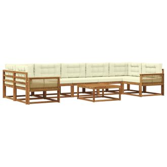 vidaXL Conjunto De Sof&aacute;s De Exterior Con Coj&iacute;n 8 Pcs Natural Y Crema Vidaxl