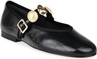 Dolce Vita Relan Mary Jane Ballet Flat in Black Leather at Nordstrom, Size 7.5