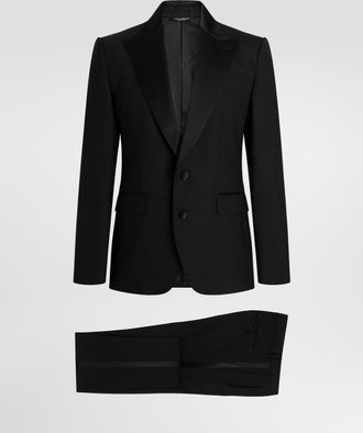 Dolce & Gabbana Single-breasted Wool Tuxedo Sicilia Light Suit - Man Suits And Blazers Black 46