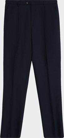 Etro Mens Wool Straight-Leg Pleated Trousers