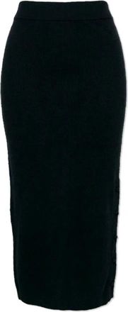 Jil Sander Rechtgesneden Midi Rok - Dames - Midirokken - Zwart - M - Wol - Rokken