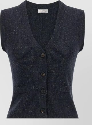 Brunello Cucinelli cashmere ribbed vest trompe loeil design