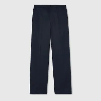 Gucci Cotton Twill Pants With Embroidery, Size 44, Blue, Ready-to-wear