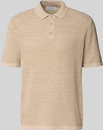 Jack & Jones Jack & Jones Regular Fit Poloshirt mit Strukturmuster Modell GEORGE in Beige Melange, Gr&ouml;&szlig;e XXL