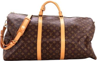 Louis Vuitton Brown Monogram Canvas Keepall Bandouliere Bag 60 (Authentic Pre- Loved)