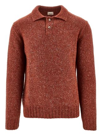 Gallia speckled-knit polo sweater - Brown