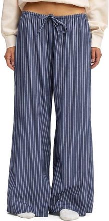 Cotton On Womens Cloud Soft Wide Leg Flannel Pant in Gerry Stripe Steely Blue at Nordstrom, Size X-Small