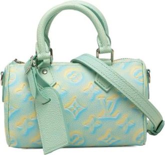 Louis Vuitton Vintage, unisex, Groen, ONE Size, Leer, Pre-owned Nano Speedy