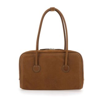 Marge Sherwood Shoulder Bag Soft Boston Small With Logo Lettering On The Front Brown Leather For Women Cow