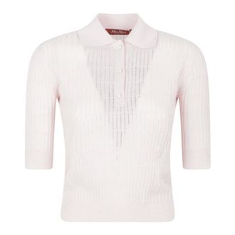 Max Mara Round-neck Knitwear, female, Pink, Size: XS Polo Gallo
