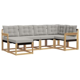 vidaXL Conjunto De Sof&aacute;s De Exterior 6 Pcs Blanco Y Gris Claro Vidaxl