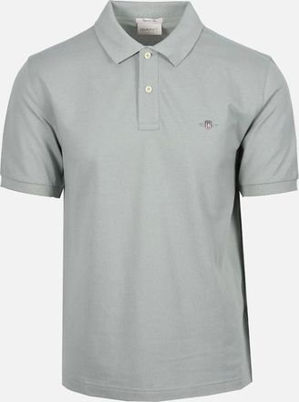 GANT Mens GANT REG SHIELD SS PIQUE POLO SHIRT CERAMIC GREY - Size: 40