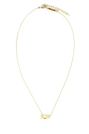 Ferragamo Golden Signature Bow Pendant Necklace