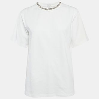 Victoria Beckham White Jersey Chain Detail T-Shirt
