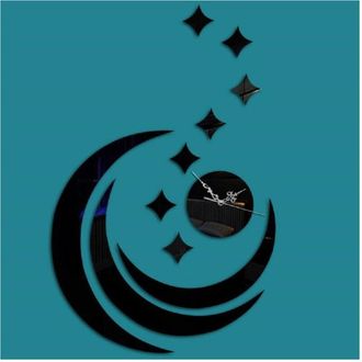 Trade Shop Trade Shop - Orologio 3d Moderno Luna Adesivo Muro Effetto Specchio Parete Casa Bar Ufficio