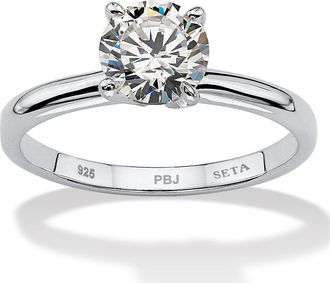 Palm Beach Jewelry 1.08 TCW Cubic Zirconia.925 Sterling Silver Engagement Solitaire Ring
