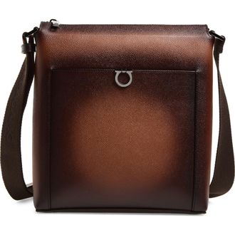 Ferragamo Trading Gancio Leather Crossbody Case in New Cognac Testa Di Moro Dark at Nordstrom