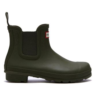 Hunter Original Chelsea Rubber Womens Ankle Boots - Olive Leaf - Size:UK 6