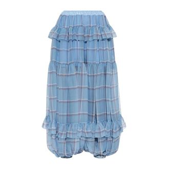Chlo&eacute; Pantaloni in Seta dalla Vestibilit&agrave; Ampia con Volant - - Skirts - Donna - Blu - S