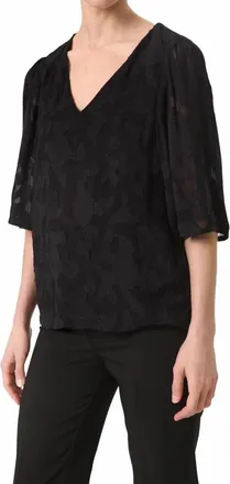 Soaked In Luxury Felisia V-Neck Half Sleeve Blouse In Black