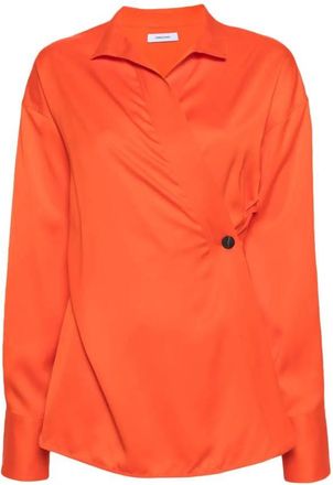 Ferragamo Wrap Design Long-Sleeve Blouse, Brand Size 48 ( US Size 14 )