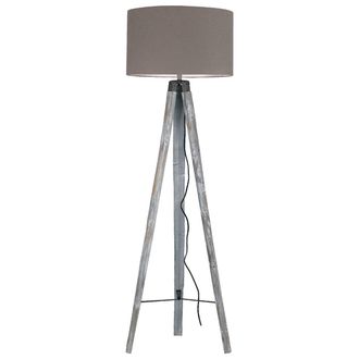 Luce-Ambiente-Design L&aacute;mpara de pie Gallery con estructura de madera y pantalla de tela gris