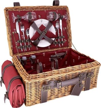 Les Jardins de la Comtesse Cesta de picnic de mimbre y cuero Champs-Elysées burdeos 2 personas