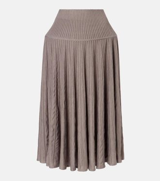 Alaia Pleated wool-blend midi skirt