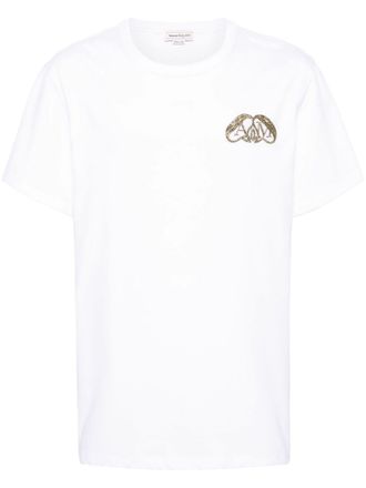 Alexander McQueen Half Seal Logo cotton T-shirt - men - Silk/Cotton/Metallic Fibre - L - White