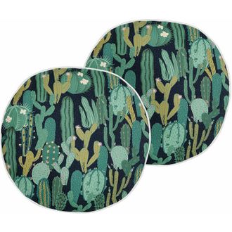 Beliani Beliani - Set di 2 cuscini da giardino per esterni 45 cm rotondi in poliestere con motivo a cactus Verde Bussana