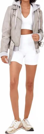 Mauritius Freda Leather Jacket In Silver Grey