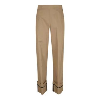 Herno Cropped Trousers, female, Beige, Size: L Cuffed Trousers