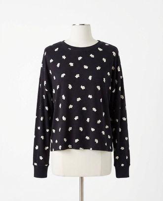 Z Supply Regan Ghost Long Sleeve Top In Black Sand