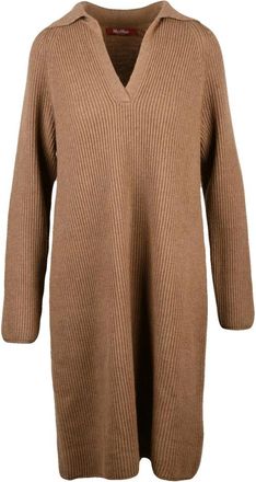 Max Mara Kleedjes, Dames, Bruin, L, Wol, Mana Knit Dress