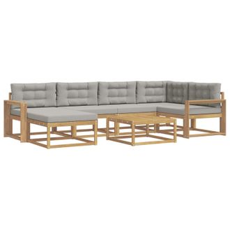 vidaXL Conjunto De Sof&aacute;s De Exterior 7 Pcs Blanco Y Gris Claro Vidaxl
