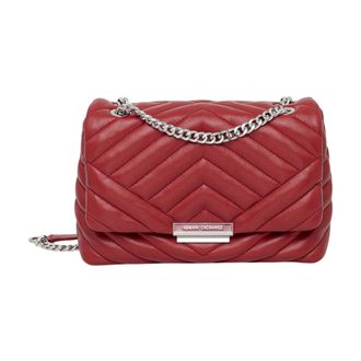 A|X Armani Exchange Tassen, Dames, Rood, ONE Size, Polyester, Schoudertas met kettingband en gewatteerd design