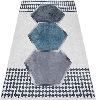 RugsX Rugsx - Alfombra Lavable Andre 1168 Diamantes, Geom&eacute;trico Antideslizante - Blanco / Negro Multicolour 160x220 Cm