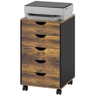 HOMCOM Homcom Cassettiera Per Ufficio A 5 Cassetti Con Ruote E Freni 40x40x67cm Marrone