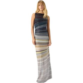 Missoni Long Boat-neck Dress In Striped Knit in Blue & Grey at Nordstrom, Size 42 It