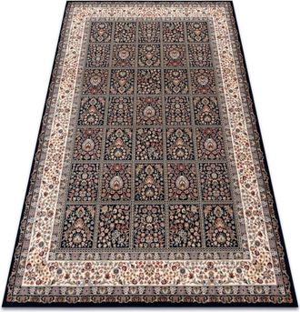 RugsX Carpet Wool NAIN Flowers, frame 1181/51011 navy / beige blue 80x150 cm