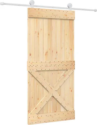 vidaXL Puerta Corredera Natural Y Blanco 95 X 210 Cm Vidaxl