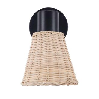 Forlight Forlight - Nature Plaf&oacute;n Negro Y Rattan Natural Para Bombilla E27