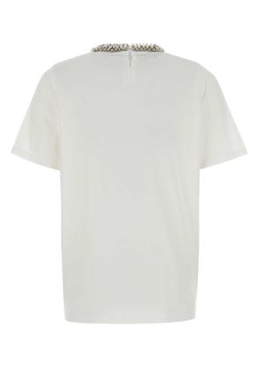 Prada Womens White Cotton T-Shirt Bianco Exterior Exterior: T-shirts And Polos