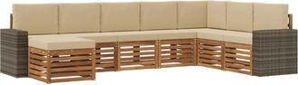 vidaXL Conjunto De Sof&aacute;s De Exterior 8 Uds. Natural Y Beige Vidaxl